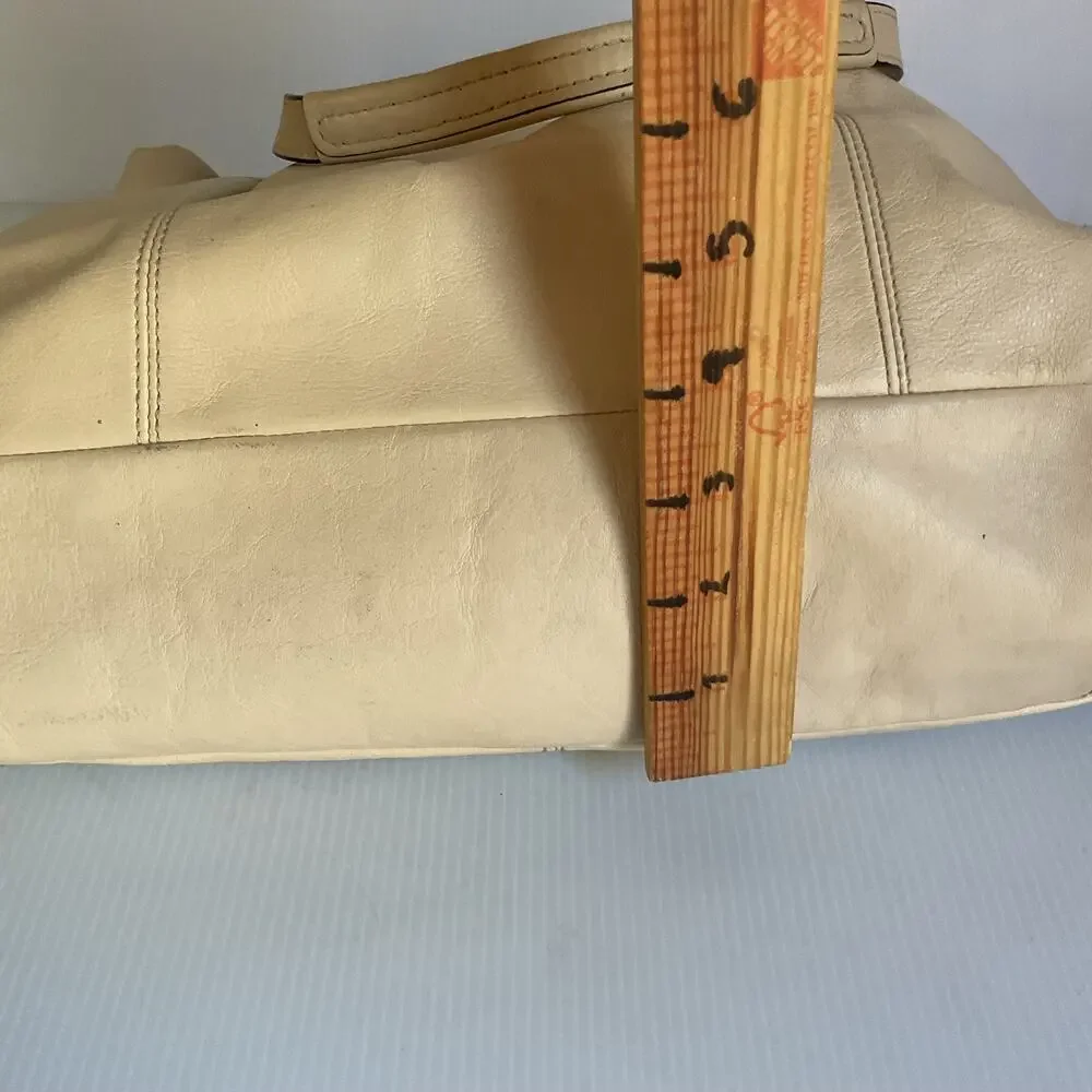 Coach Ashley F19243 Y2K Vintage Leather Satchel Shoulder Bag Ivory Cream Gold